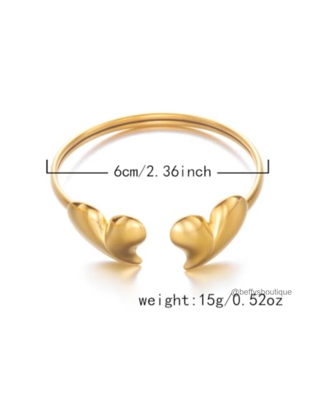 Gold Chunky Heart Cuff Bangle Bracelet Hammered Puffy Hearts for Women